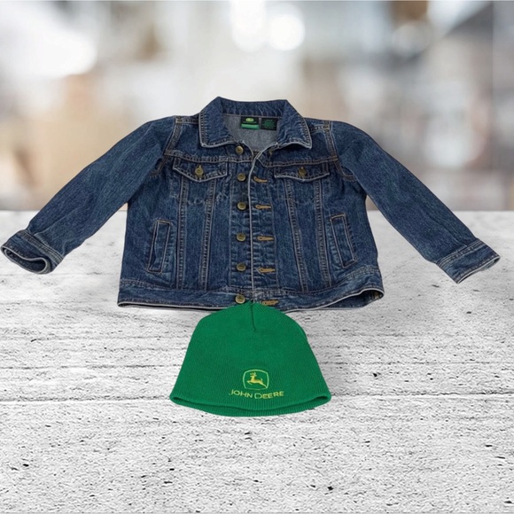 John Deere Youth Denim Blue Jean Jacket-Cap M 5-6 - Picture 1 of 11